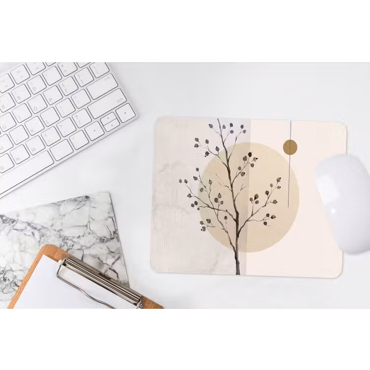 Mouse Pad - Plant - Abstract - Beige - Plant - Abstract - Beige muismat rubber klein