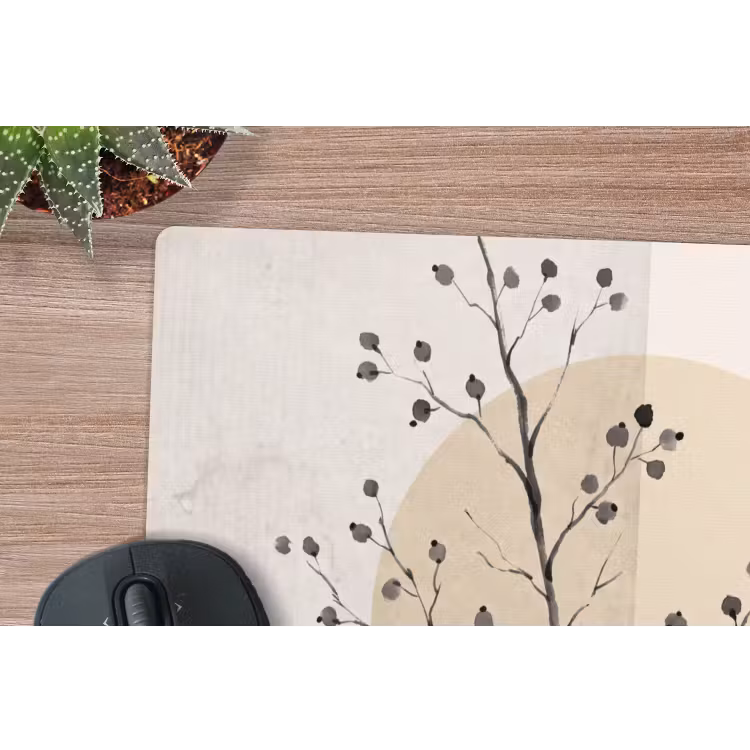 Mouse Pad - Plant - Abstract - Beige - Plant - Abstract - Beige muismat rubber klein