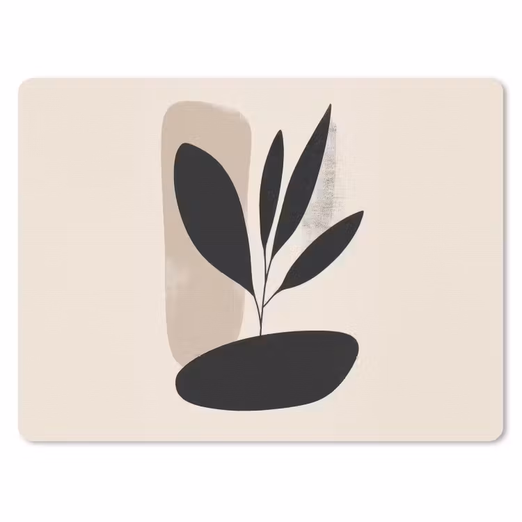Plant - Beige - Japandi muismat rubber klein -3d