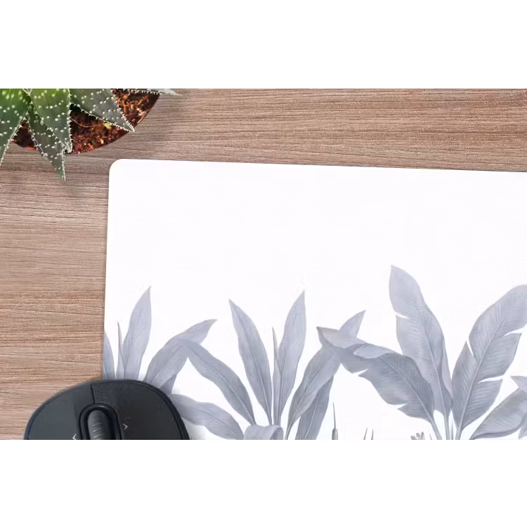 Planten - Bladeren - Natuur - Grijs muismat rubber klein -closeup