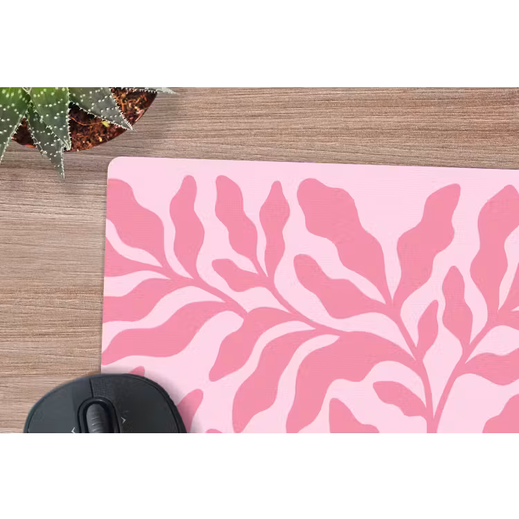 Planten - Organisch - Abstract - Modern - Roze muismat rubber klein -closeup