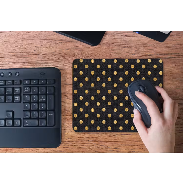 Polka Dot - Stippen - Goud - Zwart muismat rubber klein 262 -toetsenbord