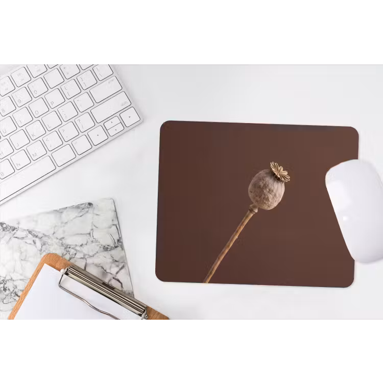 Papaverbol - Droogbloem - Bruin - Minimalistisch muismat rubber klein -witbureau