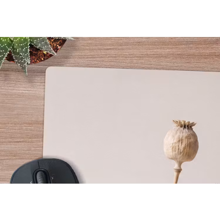 Papaverbollen - Droogbloemen - Minimalistisch - Beige - Rustig muismat rubber klein -closeup