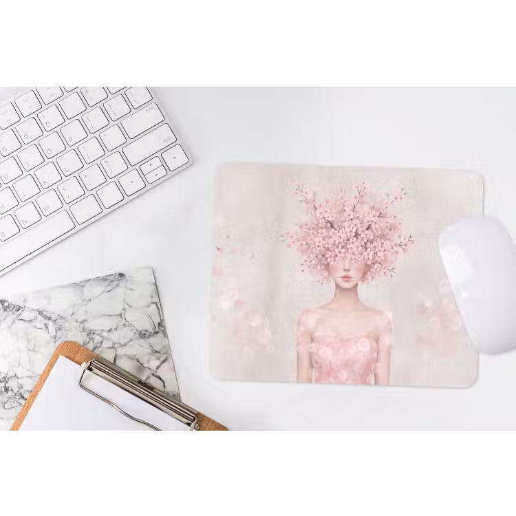 Portret - Kersenbloesem - Roze muismat rubber klein -witbureau