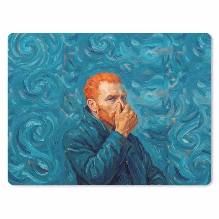 Portret - Klassiek - Blauw muismat rubber klein -3d