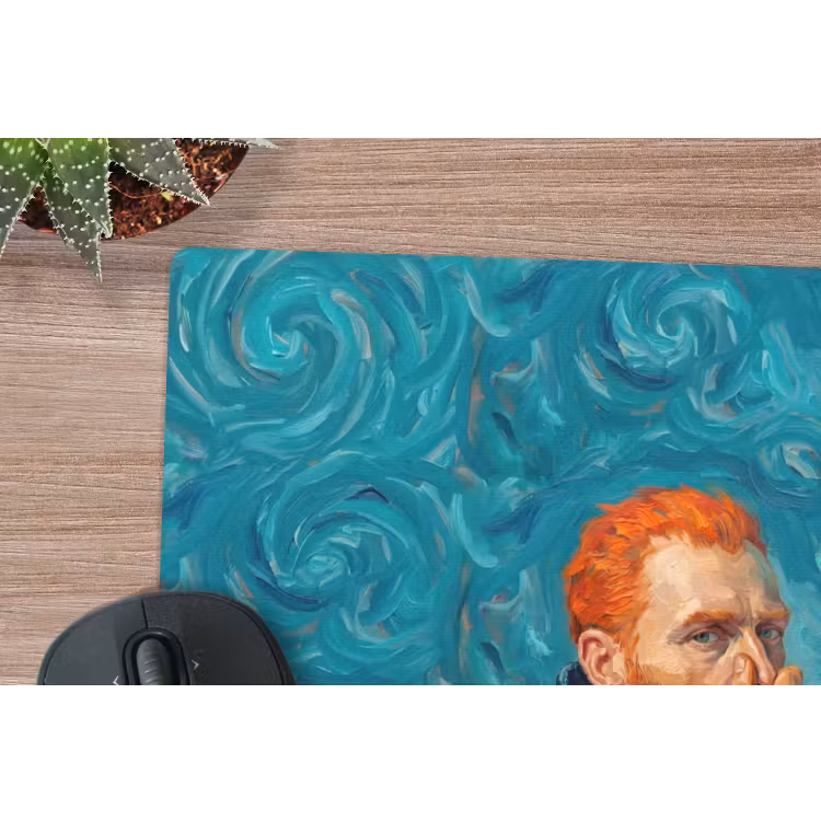 Portret - Klassiek - Blauw muismat rubber klein -closeup