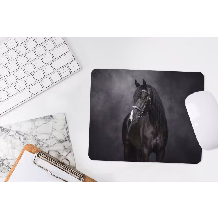 Portret - Paard - Zwart muismat rubber klein -witbureau