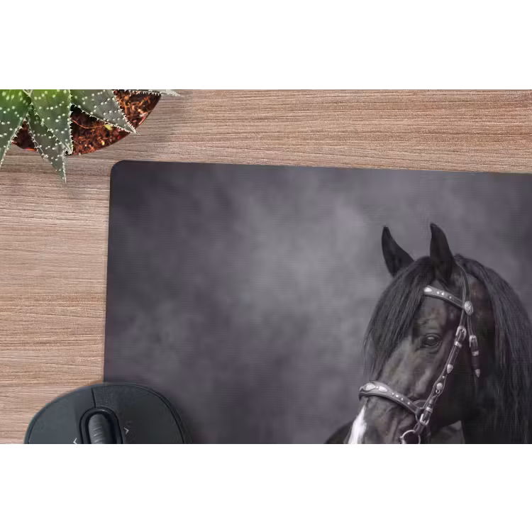 Portret - Paard - Zwart muismat rubber klein -closeup