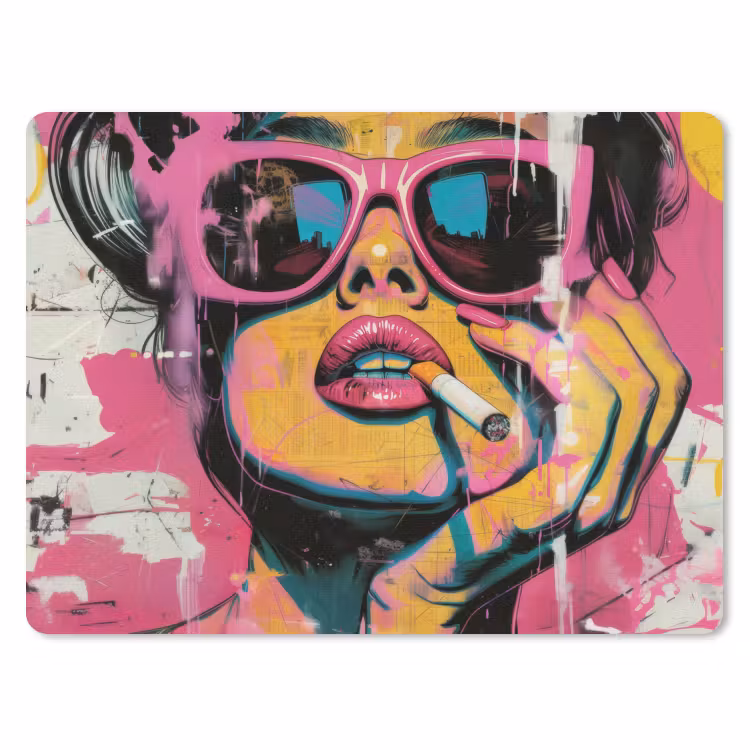 Portret - Vrouw - Abstract - Zonnebril muismat rubber klein -3d