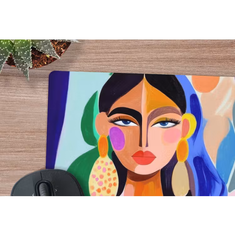 Portret - Vrouw - Modern muismat rubber klein -closeup