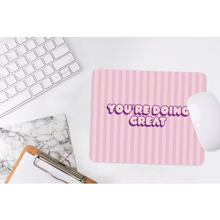 Paars - Strepen - You're doing great - Schaduw muismat rubber klein -witbureau