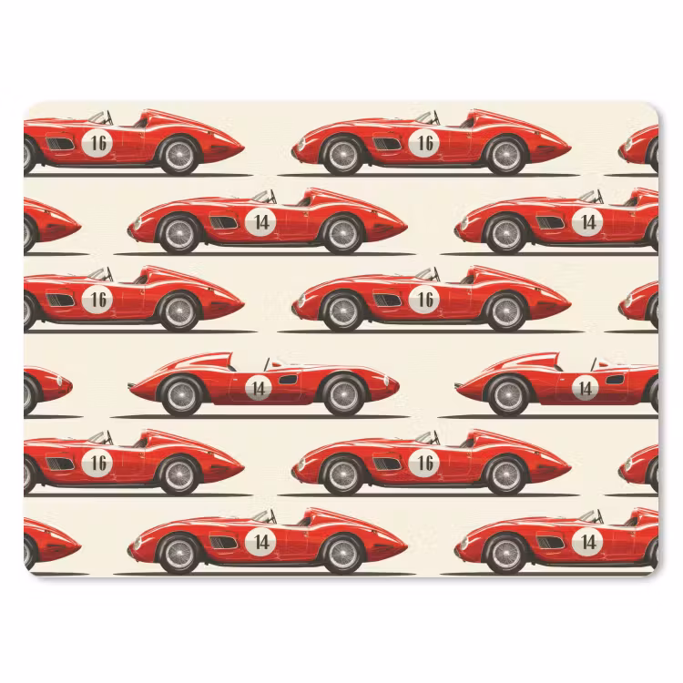 Raceauto - Retro - Rood muismat rubber klein 262 -3d