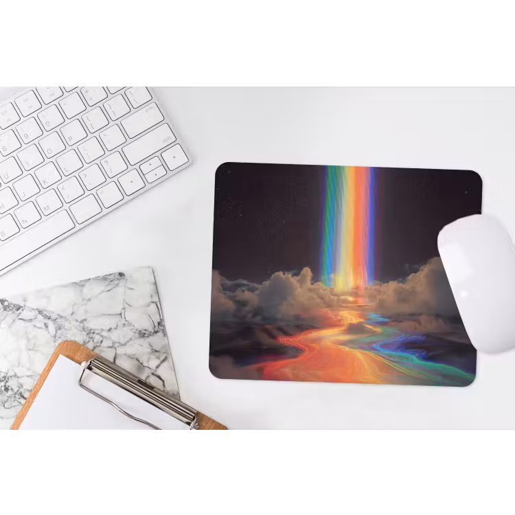 Regenboog - Verticaal - Sterrenhemel - Wolken muismat rubber klein -witbureau