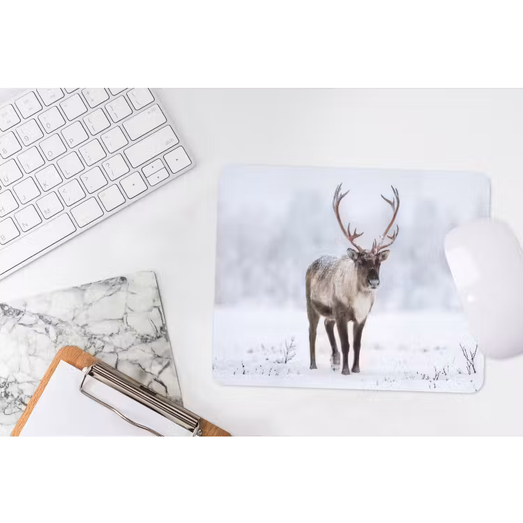 Rendier - Gewei - Toendra - Sneeuw - Wild muismat rubber klein -witbureau