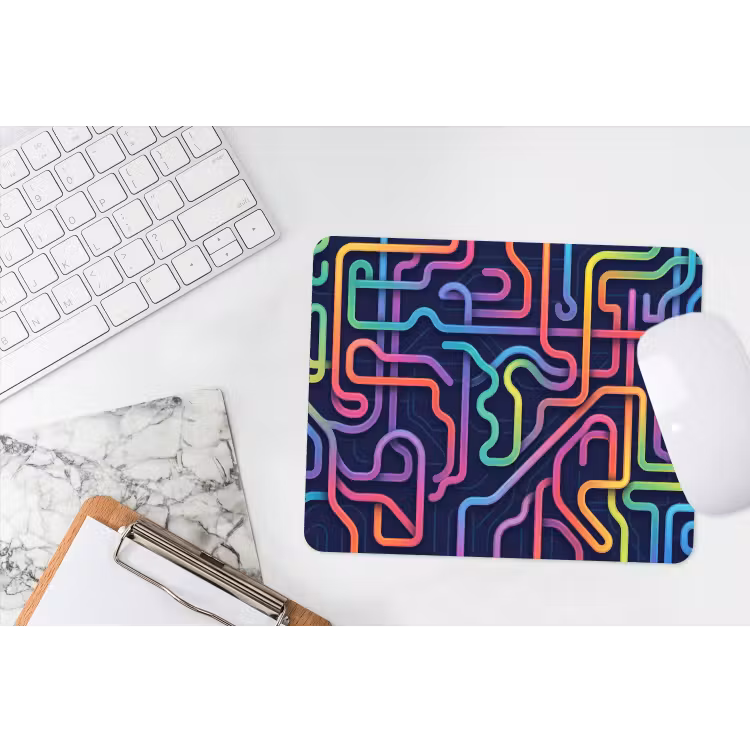 Retro - Abstract - Neon muismat rubber klein -witbureau