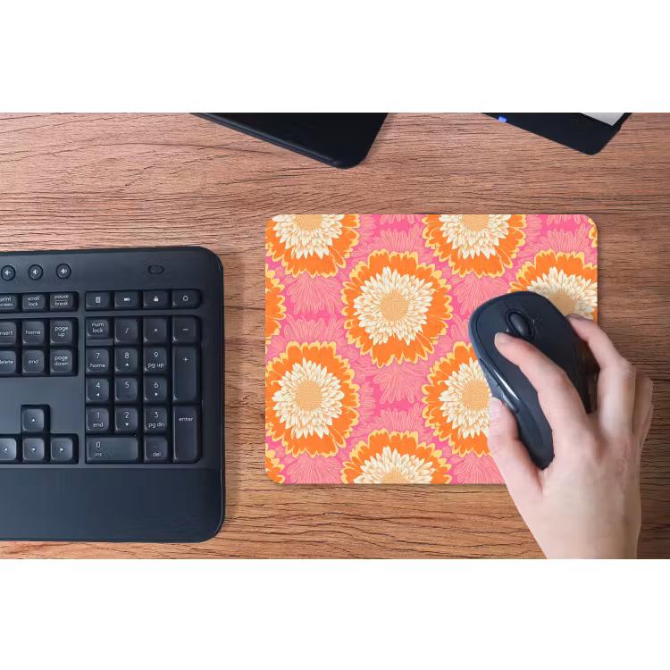 Retro - Bloemen - Kleurrijk muismat rubber klein 262 -toetsenbord