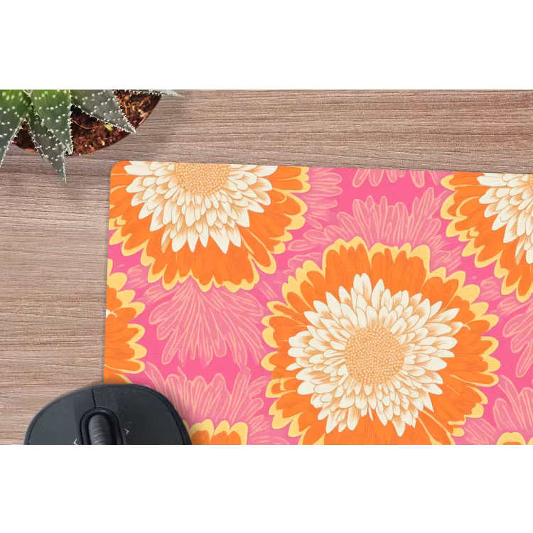 Retro - Bloemen - Kleurrijk muismat rubber klein 262 -closeup