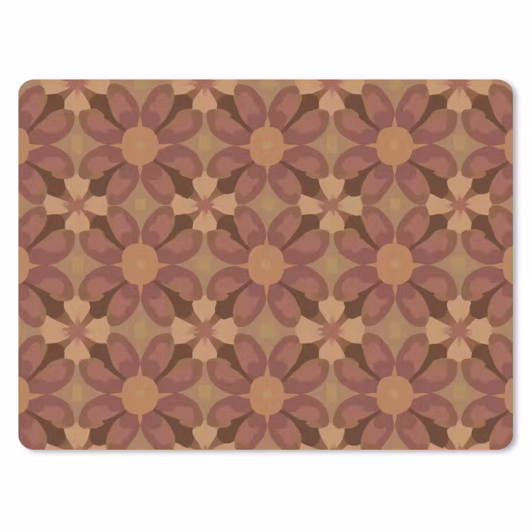 Retro - Bloemen - Bruin muismat rubber klein 262 -3d