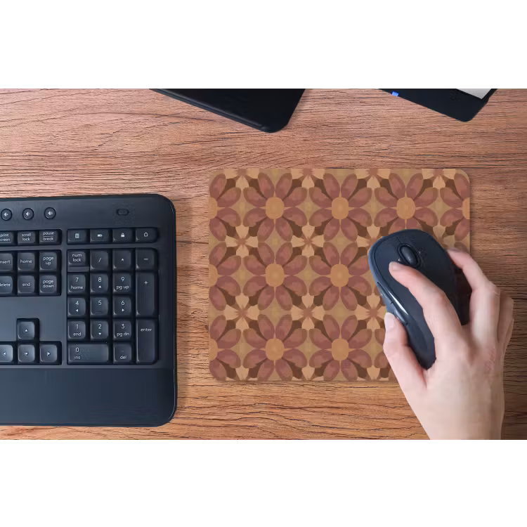 Retro - Bloemen - Bruin muismat rubber klein 262 -toetsenbord