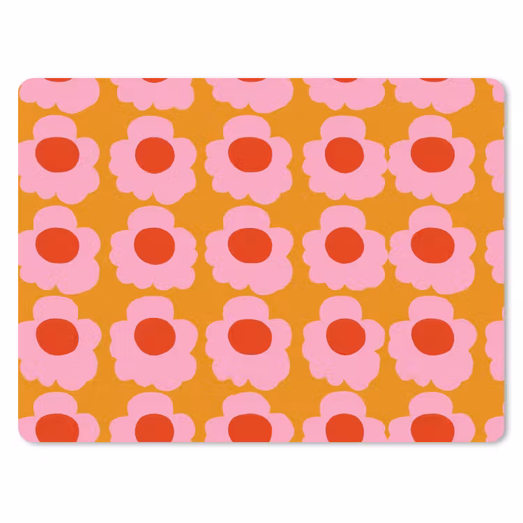 Retro - Bloemen - Roze muismat rubber klein 262 -3d