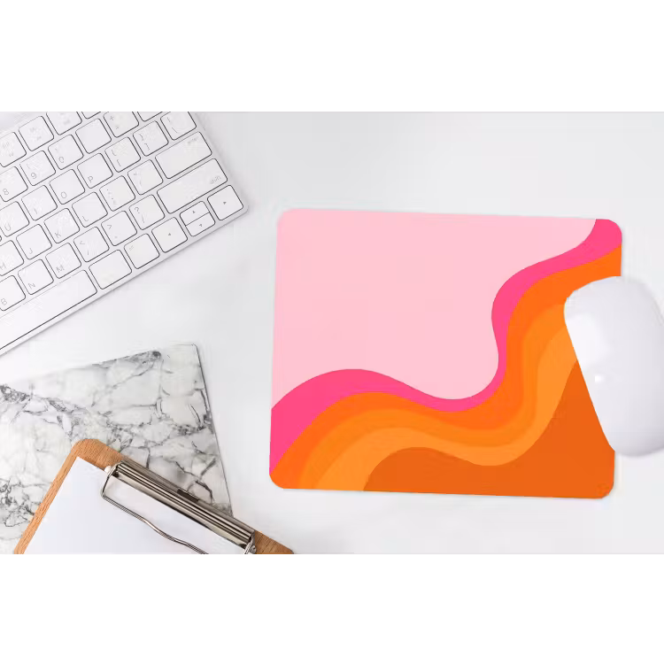 Retro - Waves - Kleurrijk muismat rubber klein -witbureau
