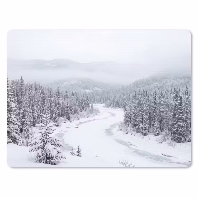 Rivier - Bevroren - Landschap - Winter muismat rubber klein -3d