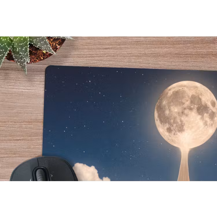 Mouse Pad - Road - Moon - Night - Weg - Maan - Nacht muismat rubber klein