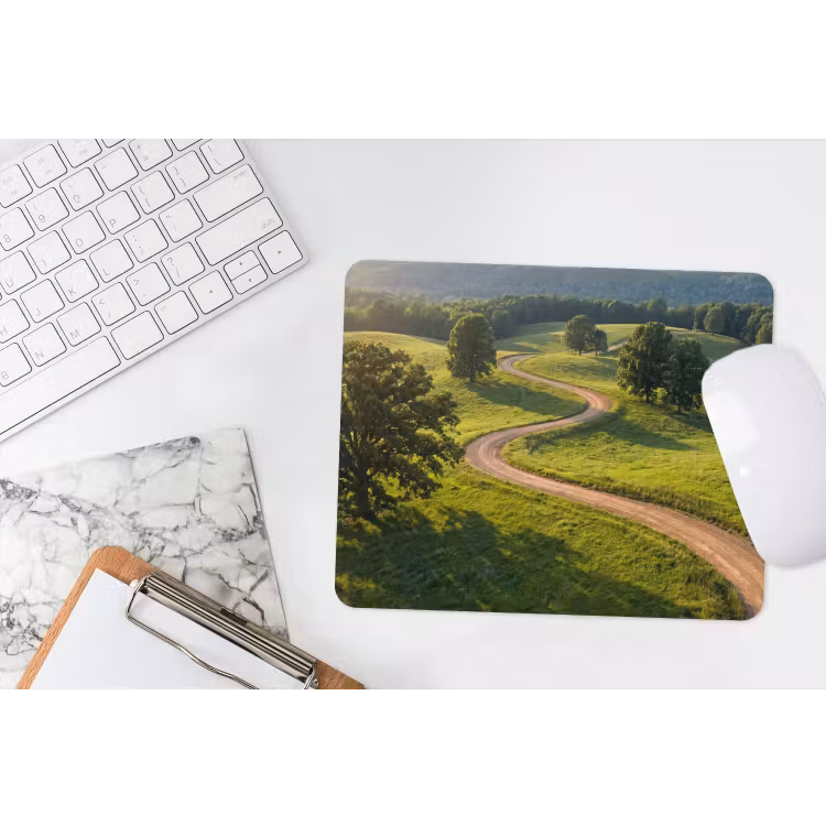 Weg - Weide - Natuur - Groen muismat rubber klein -witbureau