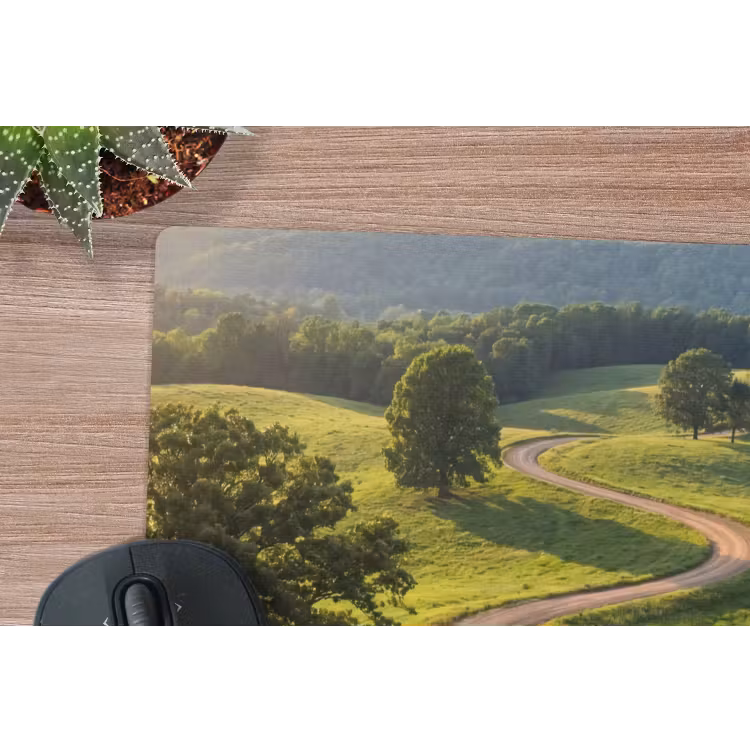Weg - Weide - Natuur - Groen muismat rubber klein -closeup