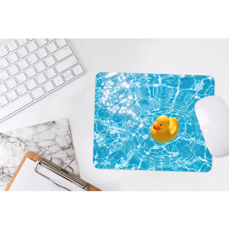 Badeend - Dobberen - Blauw muismat rubber klein -witbureau