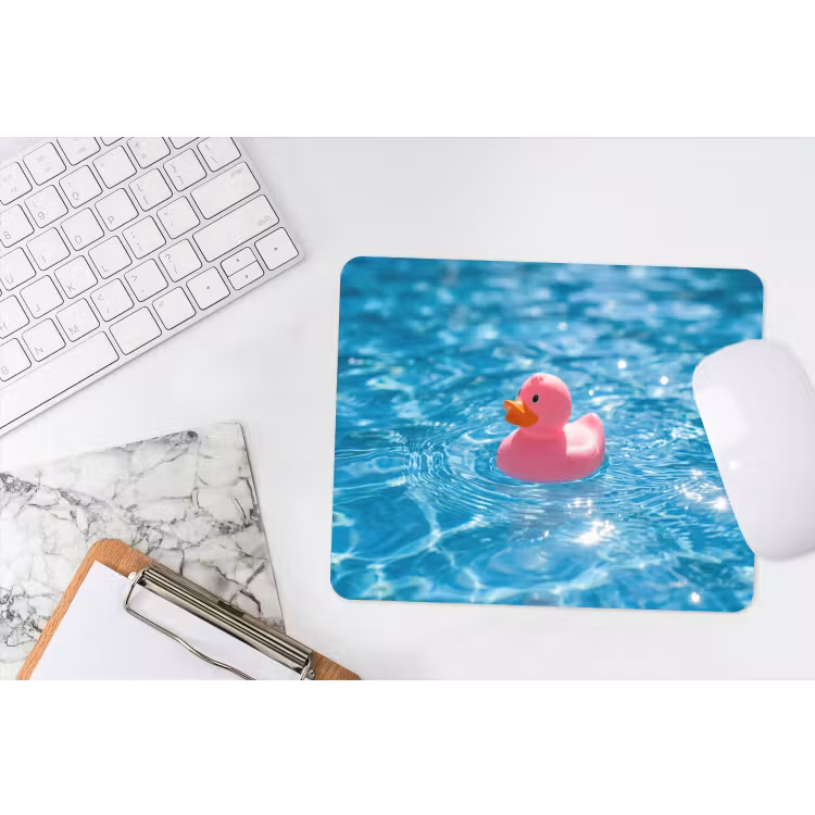Badeend - Dobberend - Roze muismat rubber klein -witbureau