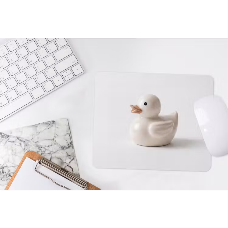 Badeend - Minimalistisch - Wit muismat rubber klein -witbureau