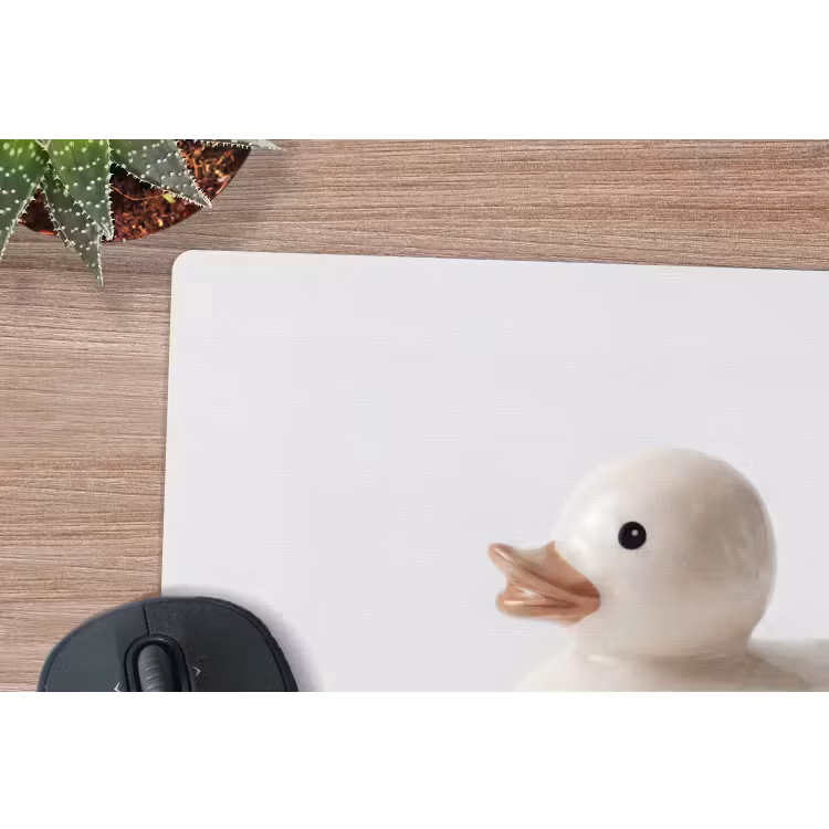Badeend - Minimalistisch - Wit muismat rubber klein -closeup