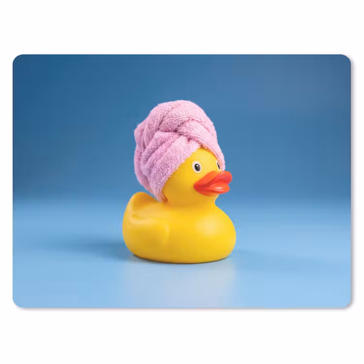Badeend - Handdoek - Blauw muismat rubber klein -3d