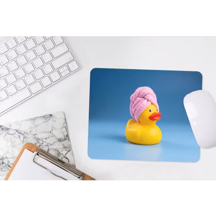 Badeend - Handdoek - Blauw muismat rubber klein -witbureau