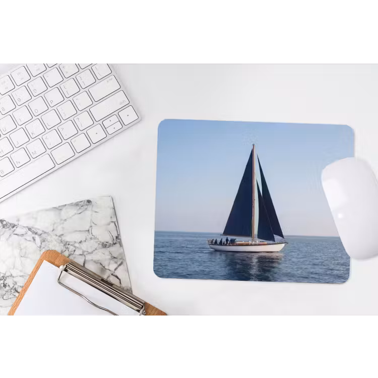 Zeilboot - Zee - Blauw muismat rubber klein -witbureau