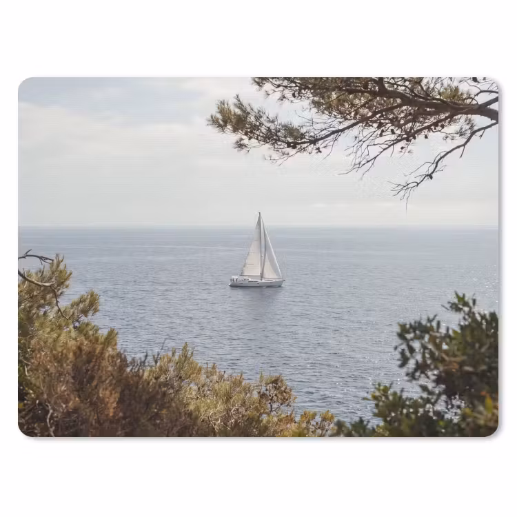 Mouse Pad - Sailboat - trees - water - Zeilboot - bomen - water muismat rubber klein