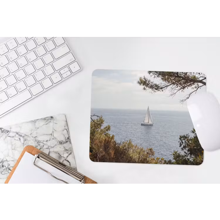 Mouse Pad - Sailboat - trees - water - Zeilboot - bomen - water muismat rubber klein