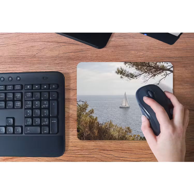 Mouse Pad - Sailboat - trees - water - Zeilboot - bomen - water muismat rubber klein