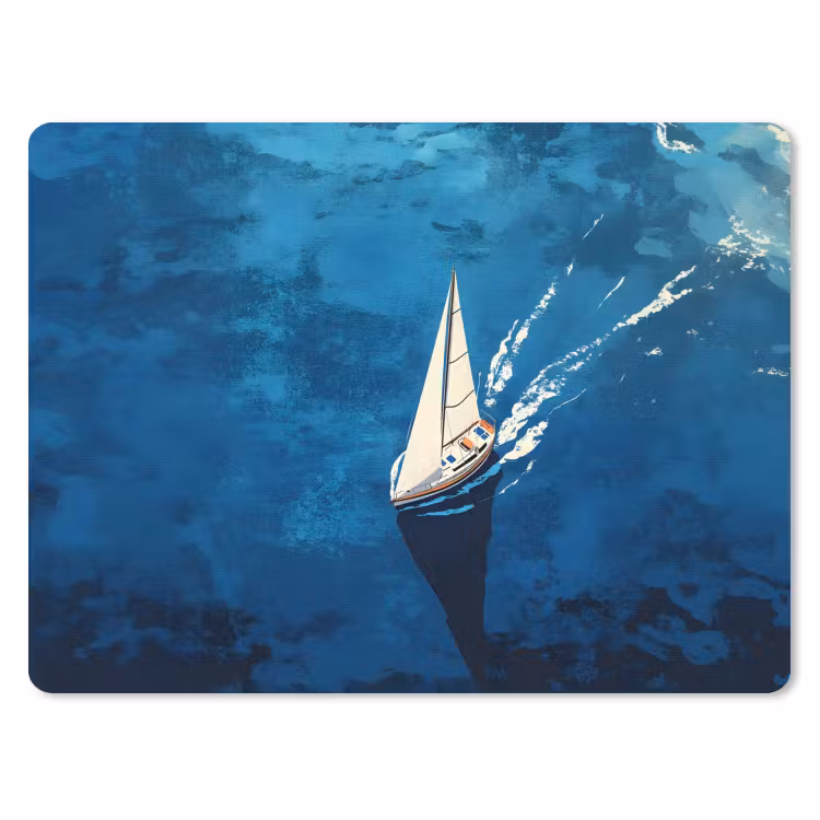 Zeilboot - Water - Abstract - Schaduw muismat rubber klein -3d