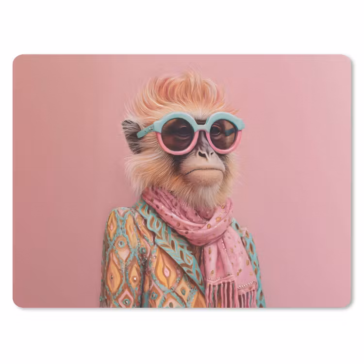 Sjaal - Aap - Zonnebril - Jasje muismat rubber klein -3d