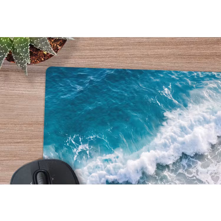Zee - Golf - Strand - Natuur - Blauw muismat rubber klein -closeup
