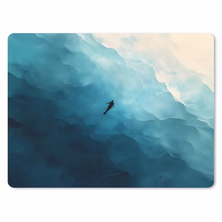 Zee - Silhouet - Abstract - Blauw muismat rubber klein -3d