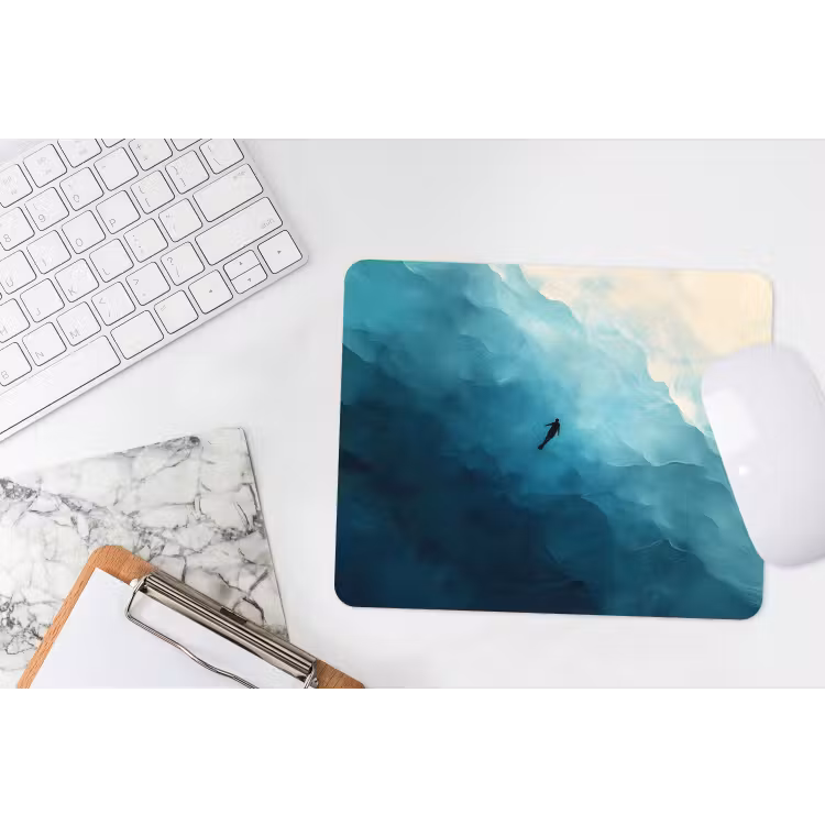 Zee - Silhouet - Abstract - Blauw muismat rubber klein -witbureau