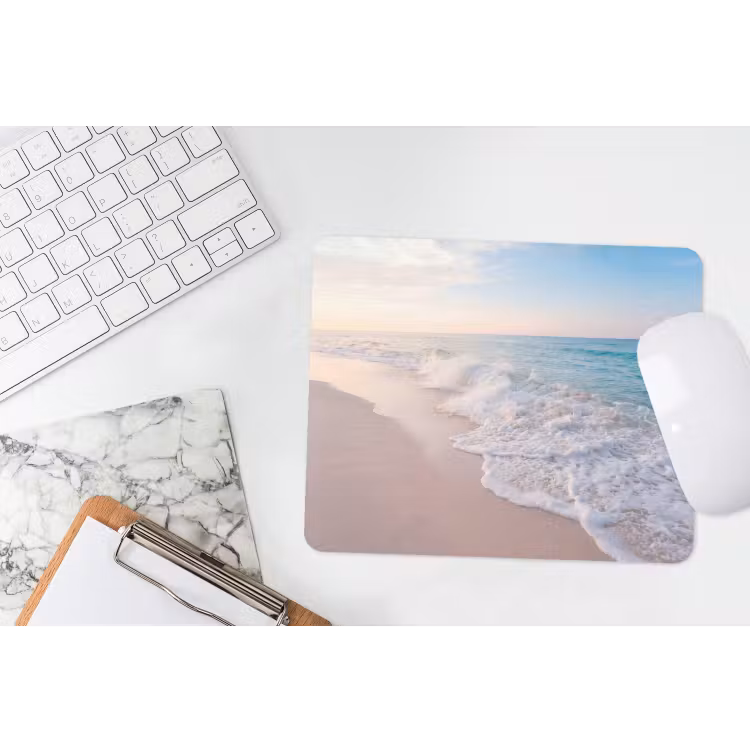 Zee - Golven - Strand - Natuur - Wit muismat rubber klein -witbureau