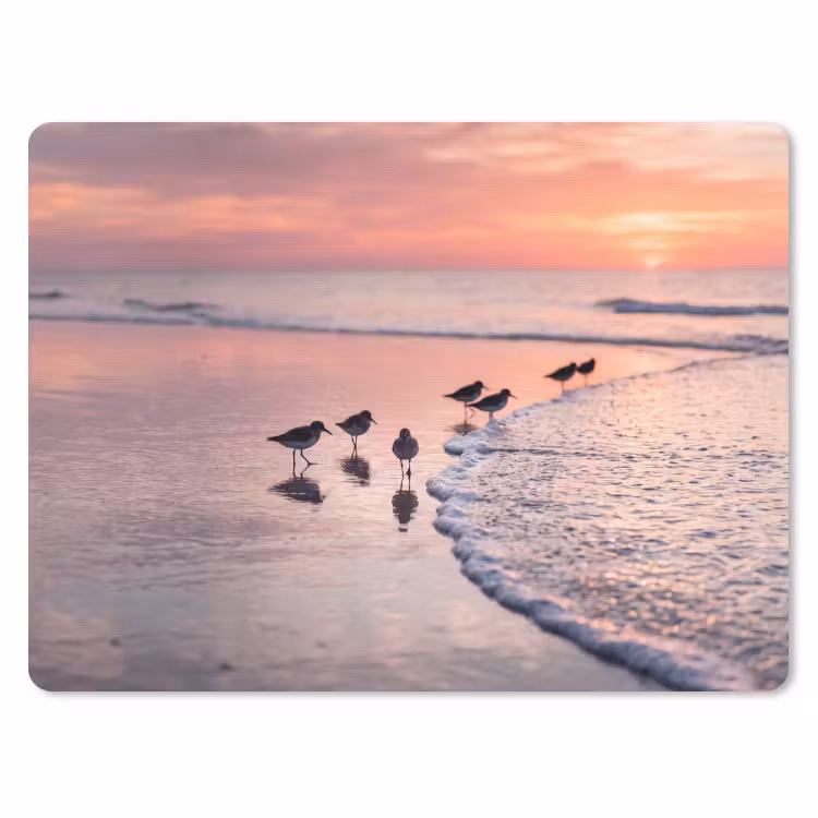 Meeuwen - Strand - Zee - Roze muismat rubber klein -3d