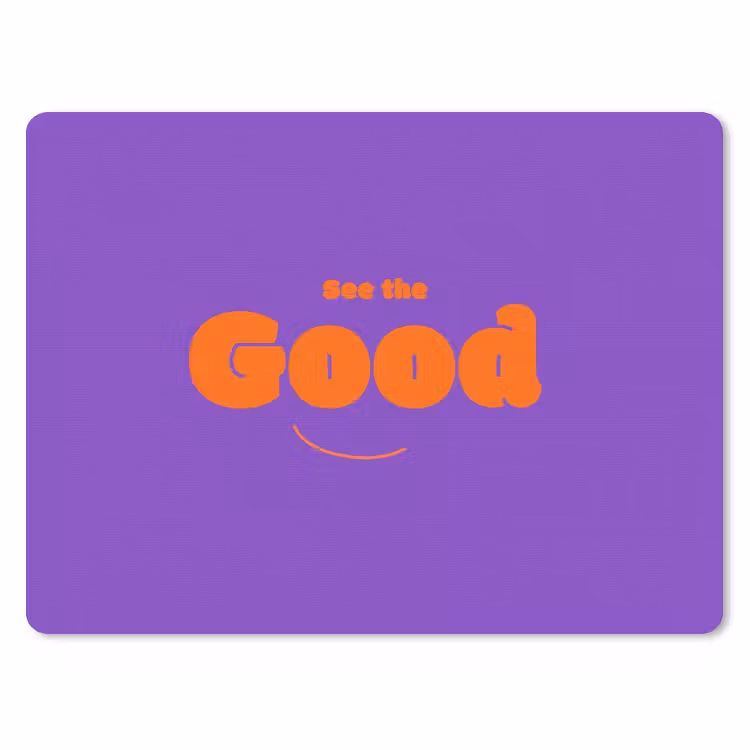 See the good - Oranje - Paars - Smiley muismat rubber klein -3d