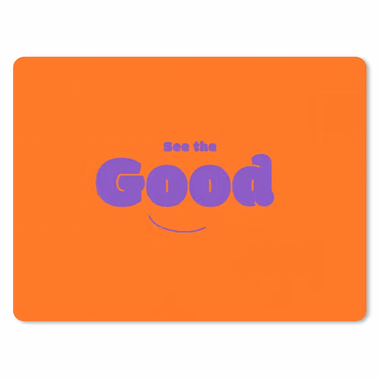 See the good - Paars - Oranje - Smiley muismat rubber klein -3d