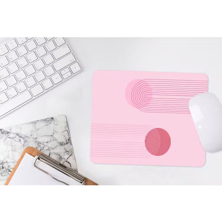 Vormen - Lijnen - Minimalistisch - Roze muismat rubber klein -witbureau
